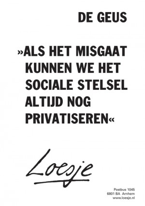de geus als het misgaat kunnen we het sociale stelsel altijd nog privatiseren