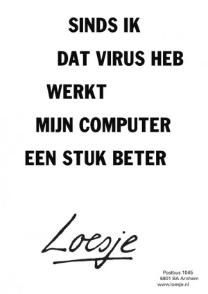 sinds ik dat virus heb werkt mijn computer een stuk beter