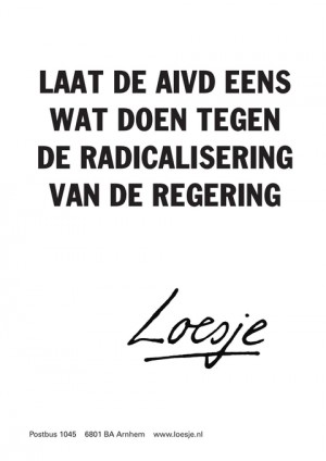 laat de aivd eens wat doen tegen de radicalisering van de regering