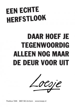 een echte herfstlook daar hoef je tegenwoordig alleen nog maar de deur voor uit