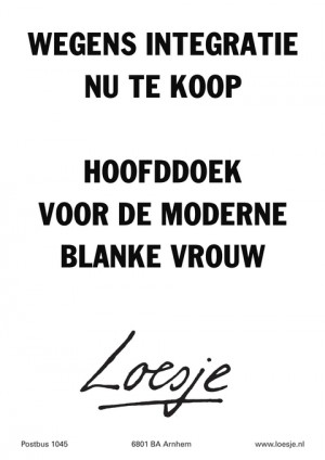 wegens integratie nu te koop hoofddoek voor de moderne blanke vrouw