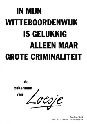 in mijn witteboordenwijk is gelukkig alleen maar grote criminaliteit