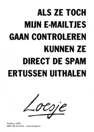 als ze toch mijn e-mailtjes gaan controleren kunnen ze direct de spam ertussen uithalen