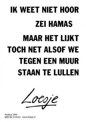 ik weet niet hoor zei hamas maar het lijkt toch net alsof we tegen een muur staan te lullen