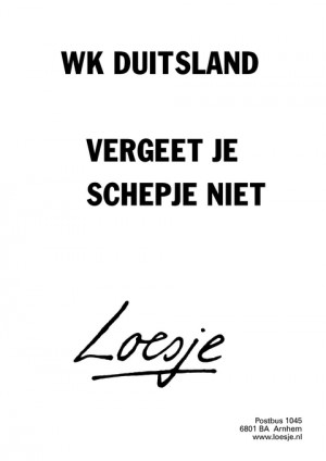 wk duitsland vergeet je schepje niet