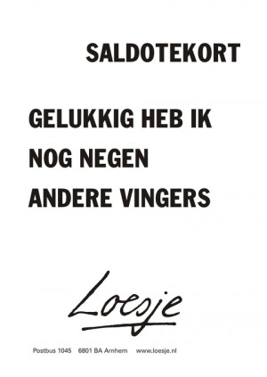 saldotekort gelukkig heb ik nog negen andere vingers