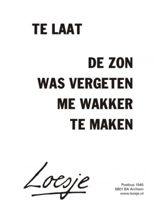 te laat de zon was vergeten me wakker te maken