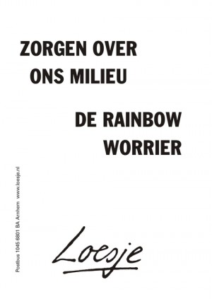 zorgen over ons milieude rainbow worrier