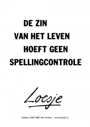 de zin van het leven hoeft geen spellingcontrole