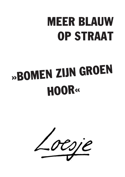 meer blauw op straat / bomen zijn groen hoor