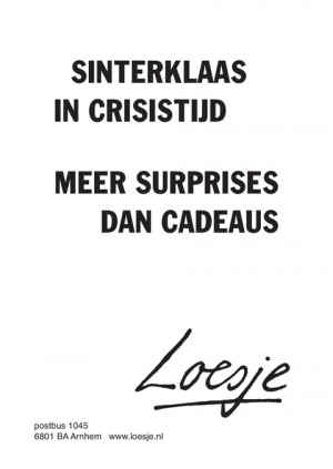 sinterklaas in crisistijd / meer surprises dan cadeaus