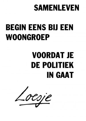 samenleven; begin eens bij een woongroep voordat je de politiek ingaat