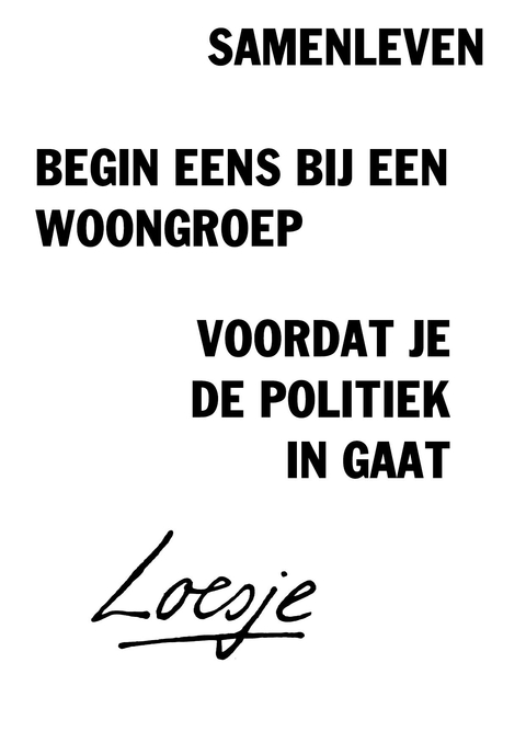 samenleven; begin eens bij een woongroep voordat je de politiek ingaat