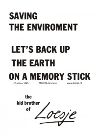 saving the environment; let's back up the earth on a memory stick -the kid brother of-