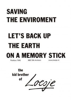 saving the environment; let’s back up the earth on a memory stick -the kid brother of-