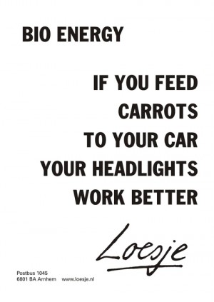 bio energy; if you feed carrots to your car your headlights work better