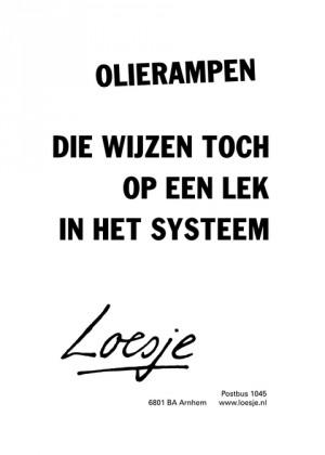 olierampen; die wijzen toch op een lek in het systeem