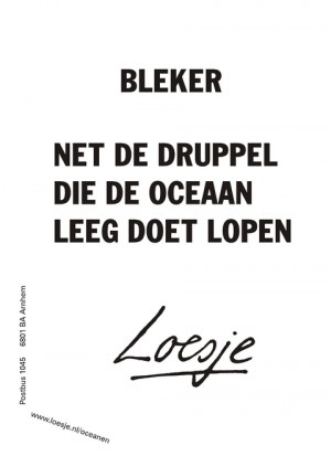 Bleker; net de druppel die de oceaan leeg doet lopen