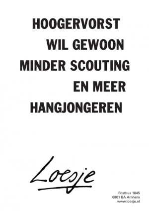 hoogervorst wil gewoon minder scouting en meer hangjongeren