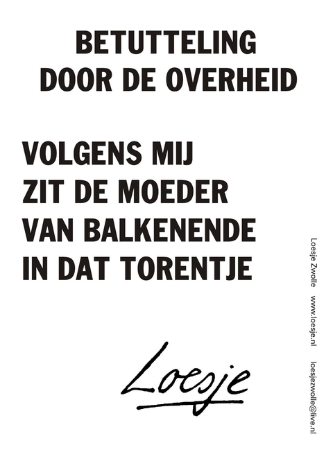 betutteling door de overheid volgens mij zit de moeder van balkenende in dat torentje