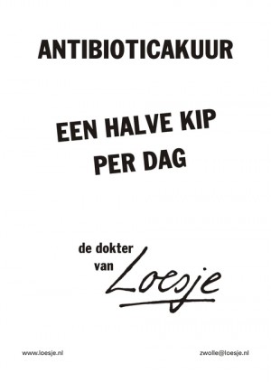 antibioticakuur een halve kip per dag