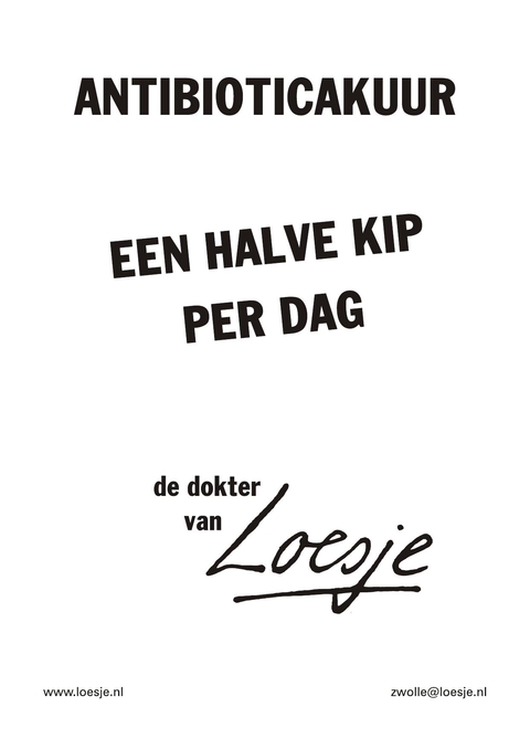 antibioticakuur een halve kip per dag