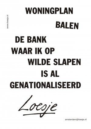 woningplan balen de bank waarop ik wilde slapen is al genationaliseerd