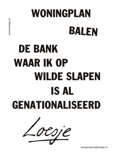 woningplan balen de bank waarop ik wilde slapen is al genationaliseerd
