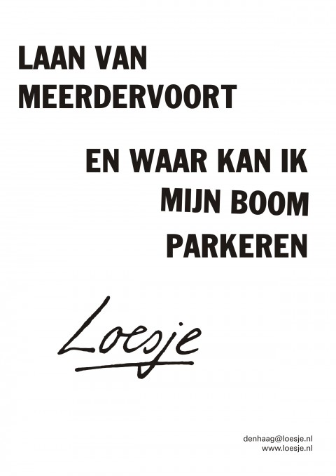 Laan van Meerdervoort en waar kan ik mijn boom parkeren