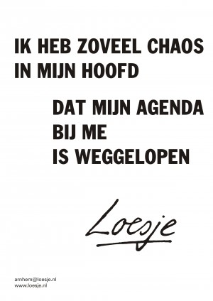 Ik heb zoveel chaos in mijn hoofd dat mijn agenda bij me is weggelopen