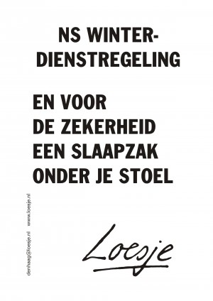 NS winterdienstregeling en voor de zekerheid een slaapzak onder je stoel
