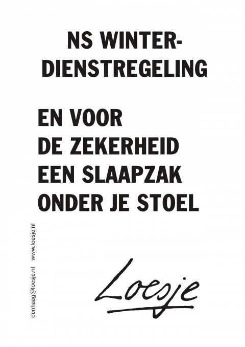 NS winterdienstregeling en voor de zekerheid een slaapzak onder je stoel