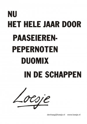 Nu het hele jaar door paaseieren-pepernoten duomix in de schappen