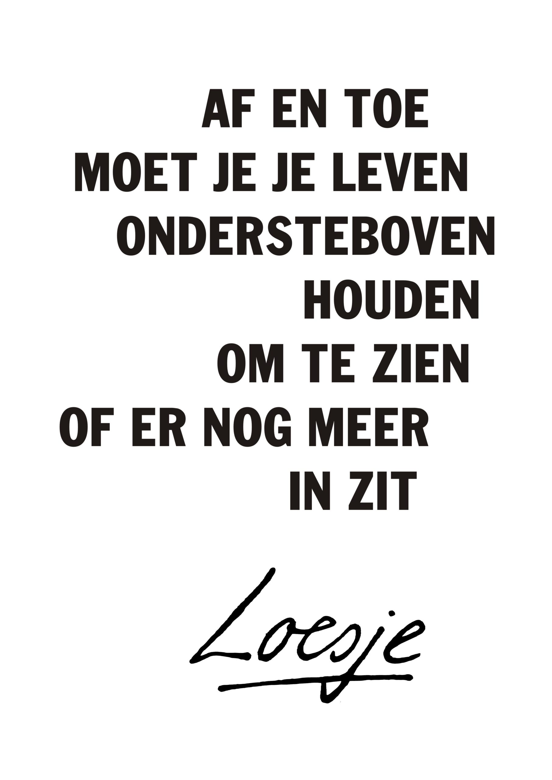 Af en toe moet je je leven ondersteboven houden om te zien of er nog meer in zit Loesje
