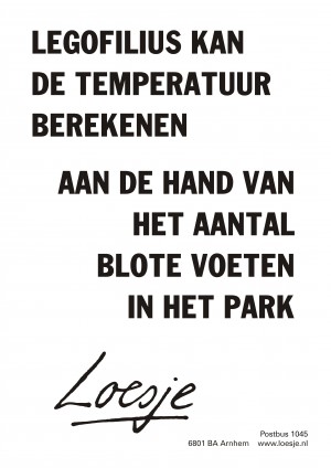 Legofilius kan de temperatuur berekenen aan de hand van het aantal blote voeten in het park