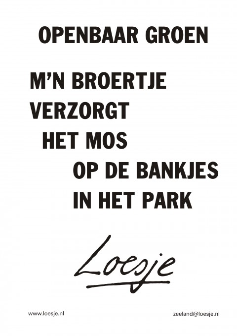 Openbaar groen / mijn broertje verzorgt het mos op de bankjes van het park