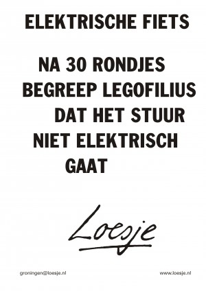 Elektrische fiets na 30 rondjes begreep Legofilius dat het stuur niet elektrisch gaat