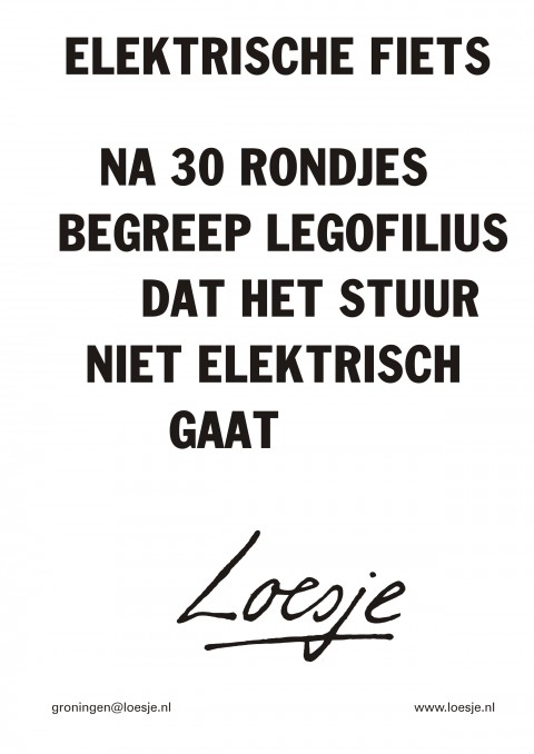 Elektrische fiets na 30 rondjes begreep Legofilius dat het stuur niet elektrisch gaat