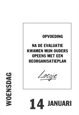 Opvoeding - na de evaluatie kwamen mijn ouders opeens met een reorganisatieplan