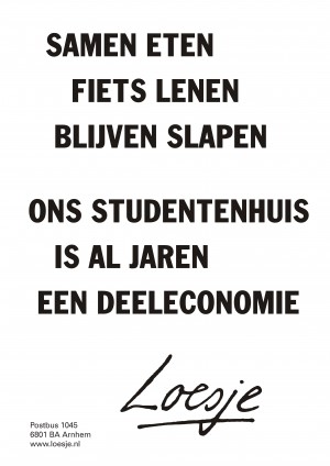 Samen eten fiets lenen blijven slapen ons studentenhuis is al jaren een deeleconomie