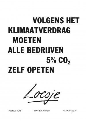 volgens het klimaatverdrag moeten alle bedrijven 5% co2 zelf opeten