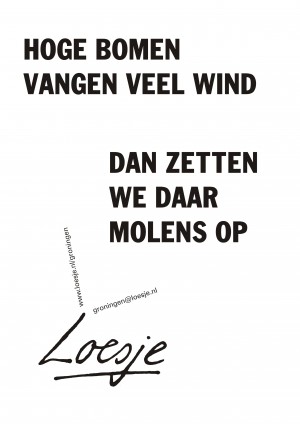 Hoge bomen vangen veel wind dan zetten we daar molens op