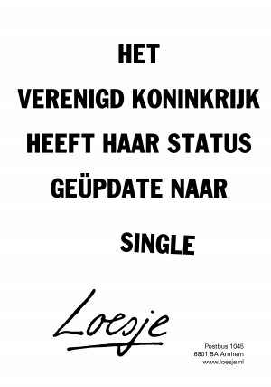 Het Verenigd Koninkrijk heeft haar status geupdate naar single