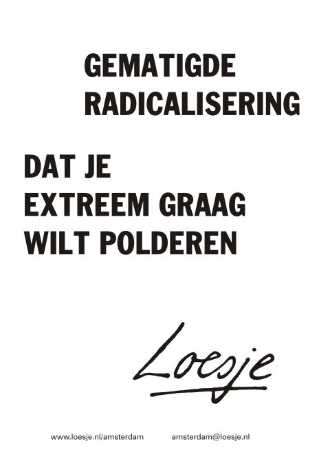 Gematigde radicalisering Dat je extreem graag wilt polderen