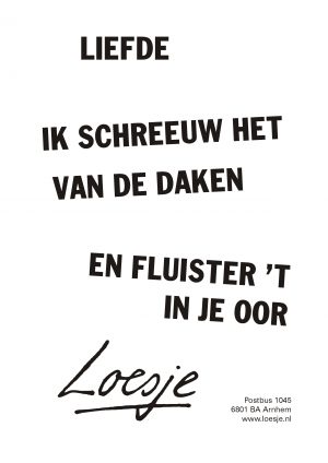 Liefde ik schreeuw het van de daken en fluister het in je oor