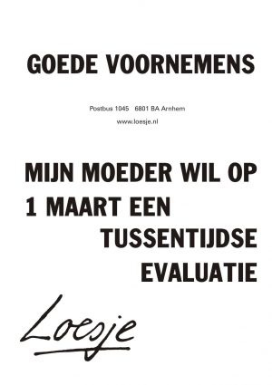 Goede voornemens / mijn moeder wil op 1 maart een tussentijdse evaluatie