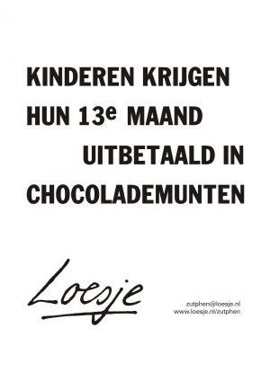 kinderen krijgen hun 13e maand uitbetaald in chocolademunten