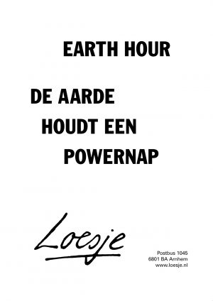 Earth Hour de aarde houdt een powernap