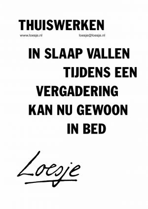 Thuiswerken / in slaap vallen tijdens een vergadering kan nu gewoon in bed