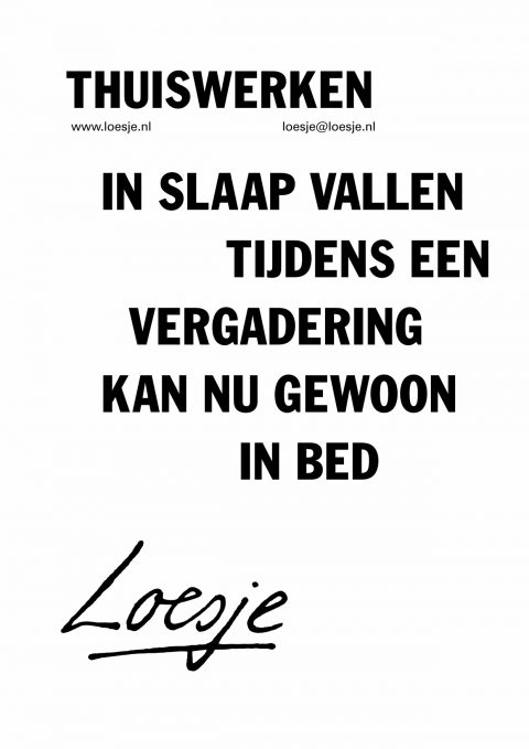 Thuiswerken / in slaap vallen tijdens een vergadering kan nu gewoon in bed